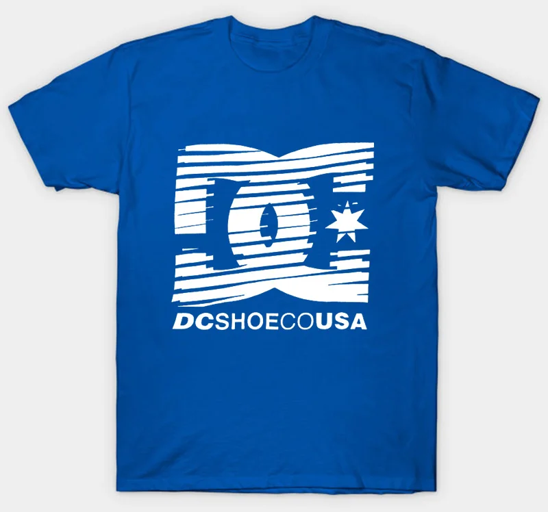 Men Royal Blue DC Shoe Co USA Challenger, Мужская футболка, хлопковая Футболка с принтом, футболки с коротким рукавом, топы с круглым вырезом, футболки, Harajuku, уличная одежда - Цвет: Men Royal Blue