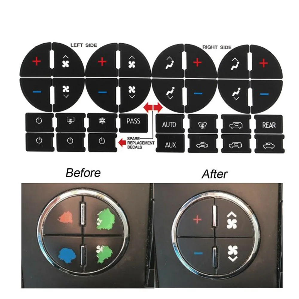 A/C Кнопка Dash Ремонтный комплект наклейка наклейки крышки черный для Buick Chevrolet Saturn