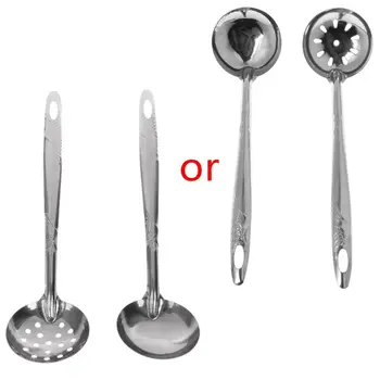 

2Pcs Stainless Steel Large Soup Spoon Ladle Skimmer Colander Filter Kitchen Tool