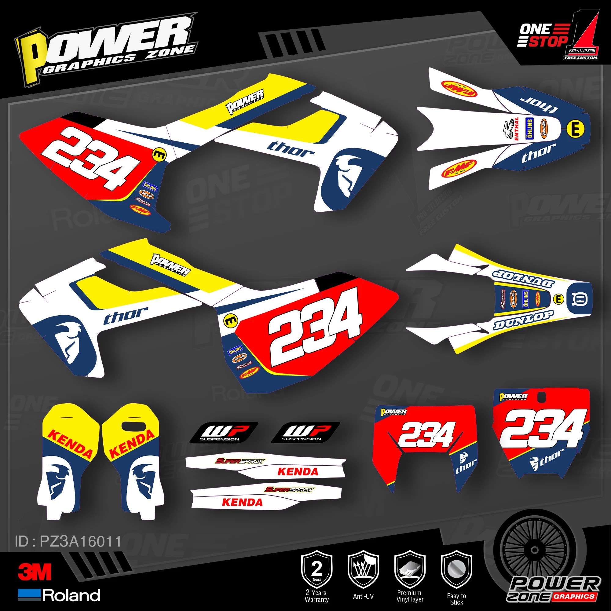 PowerZone Custom Team Graphics наклейки 3M Набор стикеров для Husqvarna 2016 18 TC FC TX FX FS 2017 19 TE FE 125 450cc