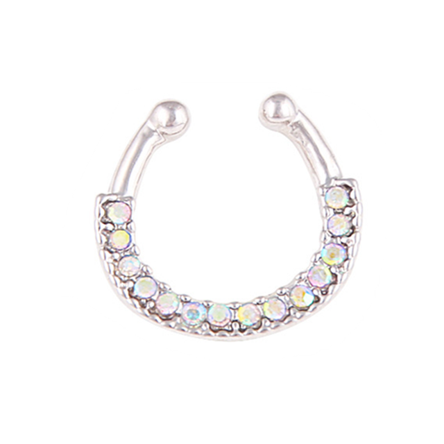 Stainless Steel Fake Nose Ring Septum Piercing Cheater Clip On Non Piercing Nose Ring Fake Septum Jewelry Faux Percing Nez