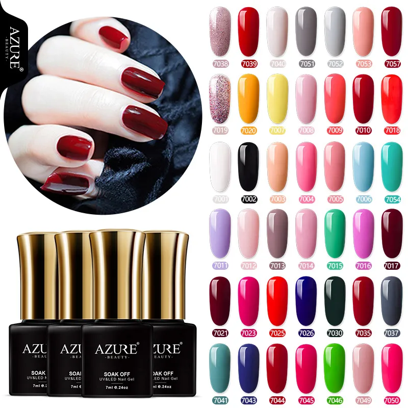 

Azure Beauty 46 Colors UV Gel Nail Polish Semi Permanent Led Nail Gel Varnish Soak Off DIY Design Nail Gel Lacquer 7ML