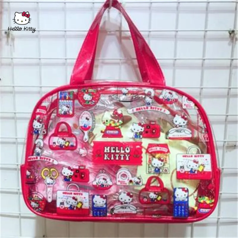 HELLO KITTY модная женска сумка из ПВХ материала Сумочка Прозрачная мягкая косметичка