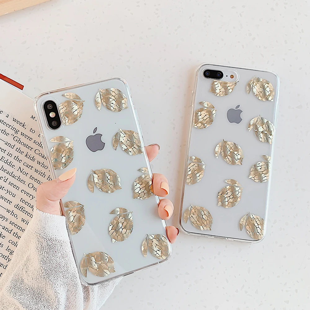 

LOVECOM Electroplated Leaf Transparent Phone Case For iPhone XR X XS Max 7 8 Plus Full Body Cover Soft Phone Back Cover Shell