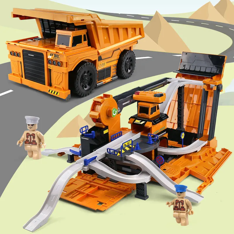 

Car City Engineering Vehicle Police Car Fire Truck Assembled Transformation Parking Lot Variable Camera Track Toy Alloy Toy Car