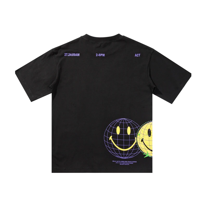 ACT national tide smiley face print short-sleeved
