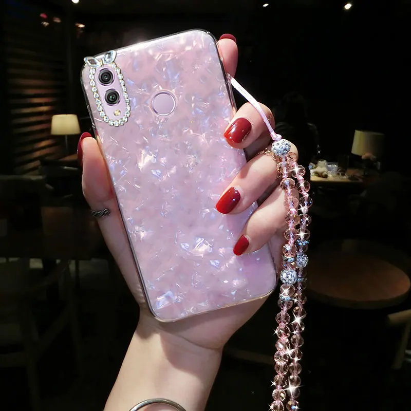 Модный мягкий чехол из ТПУ с бриллиантовым ремешком для huawei Y9 Prime 2019 nova 7se 6se 5i 4e 3e 3i
