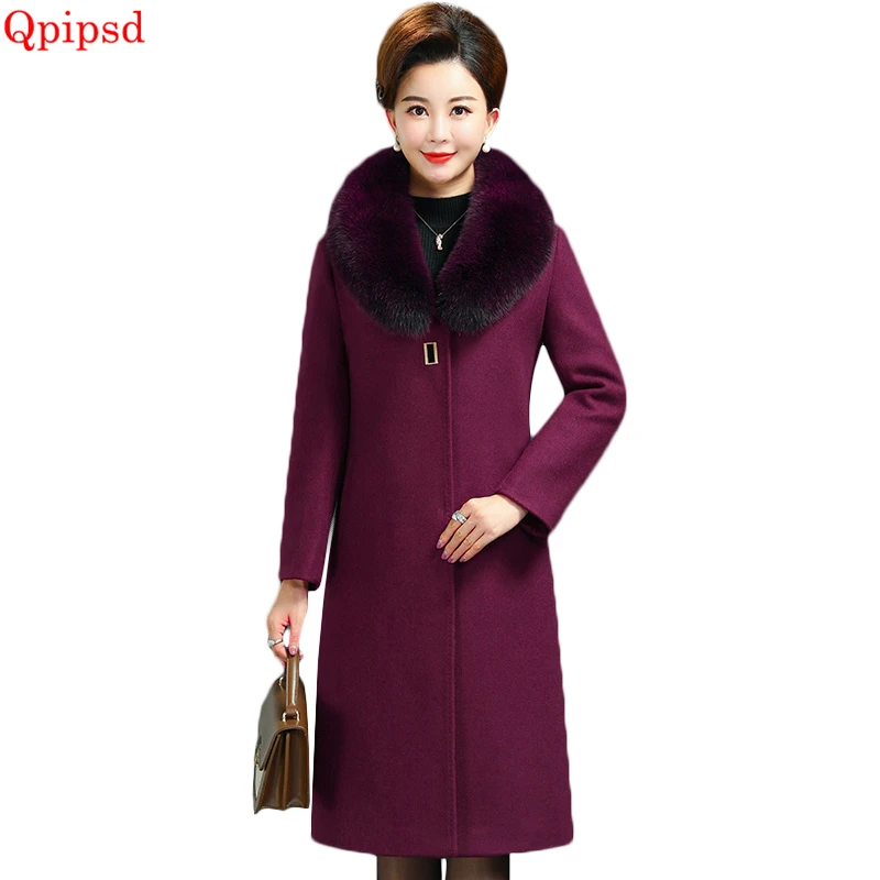Winter Temperament Woolen Coat 2021 New Middle-aged Women Wool Jacket Female Plus Size Parka Ladies Slim Overcoat | Женская одежда