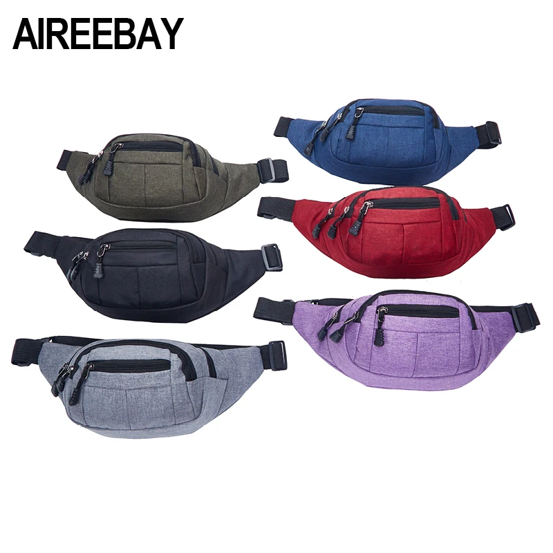 AIREEBAY мужская повседневная функциональная поясная сумка для женщин сумка для денег для телефона с 4 сумками на молнии большая емкость сумки