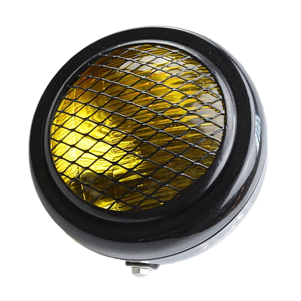 Motorcycle Lighthouse 12V 6.50 'Retro Style Headlamp With Grill Cover For Moto Choppers Cruisers Coffee Racers - Amber