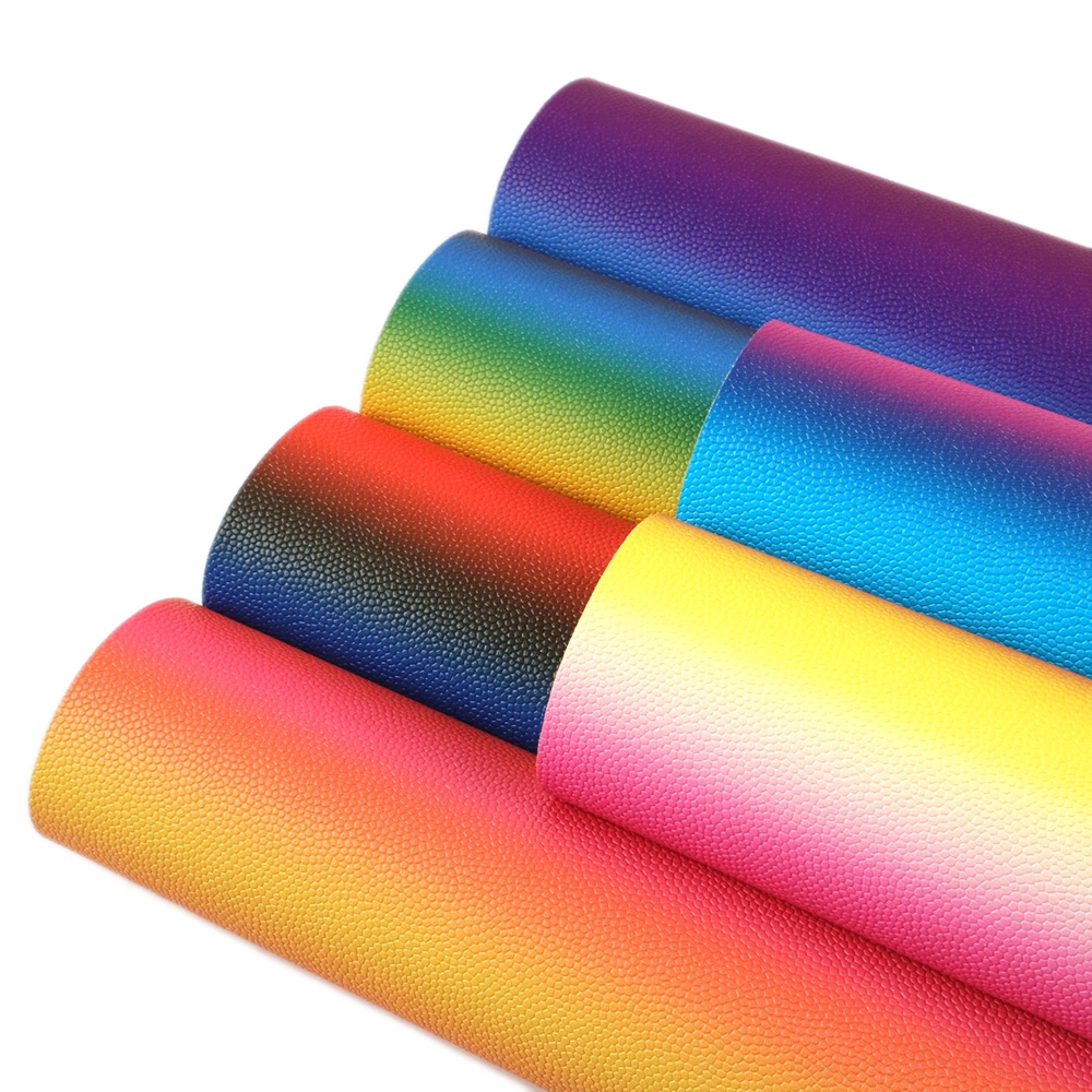 

New 6Pieces/set 20*34cm Rainbow Gradient Faux Synthetic Leather Fabric DIY Bow Bag Handmade Sewing Accessories,1Yc7768