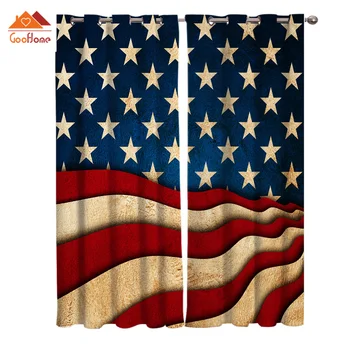 

American Flag Patterns Window Curtains Living Room Outdoor Fabric Drapes Curtain Home Decor
