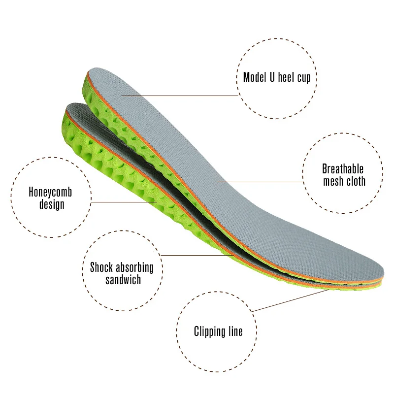 1.5cm-3.5cm Elevator Height Increase Cut Free Size Honeycomb Insole for Men and Women Absorb Sweat Breathable Shock Absorption