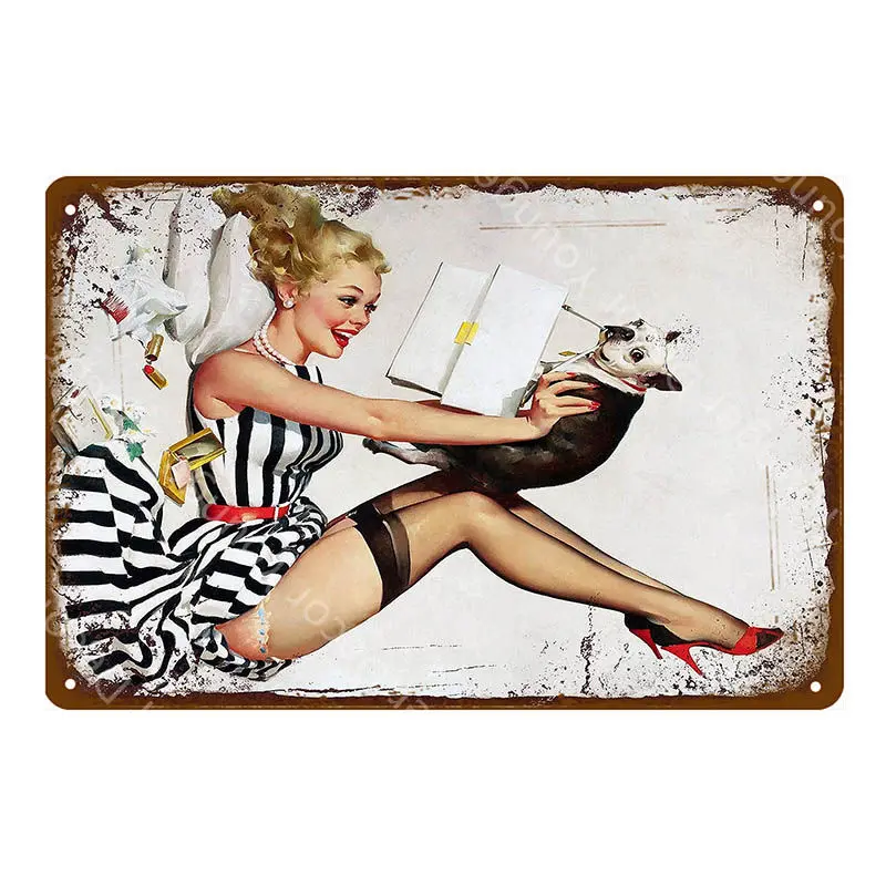 Европа Pin Up девушка плакат металлические жестяные вывески Винтаж Настенный декор живопись бар паб кафе магазин домашний декор сексуальная леди табличка YI-141 - Цвет: YD6742AI