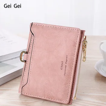 

Women New Fashion Zip Small Purse High Quality PU Leather Frosted Coin Purse Short Coin Clutch Card Holder for Ladies Bag