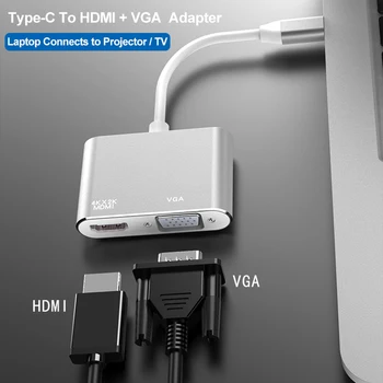 

Type-c to hdmi vga converter mobile phone projection screen line dual-screen Apple computer docking station