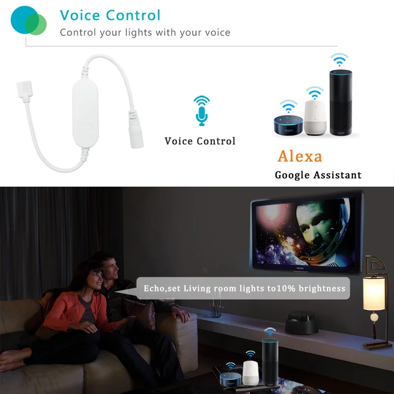 Bluetooth Светодиодная лента светильник работать с Alexa Google Assistant голосовое Управление