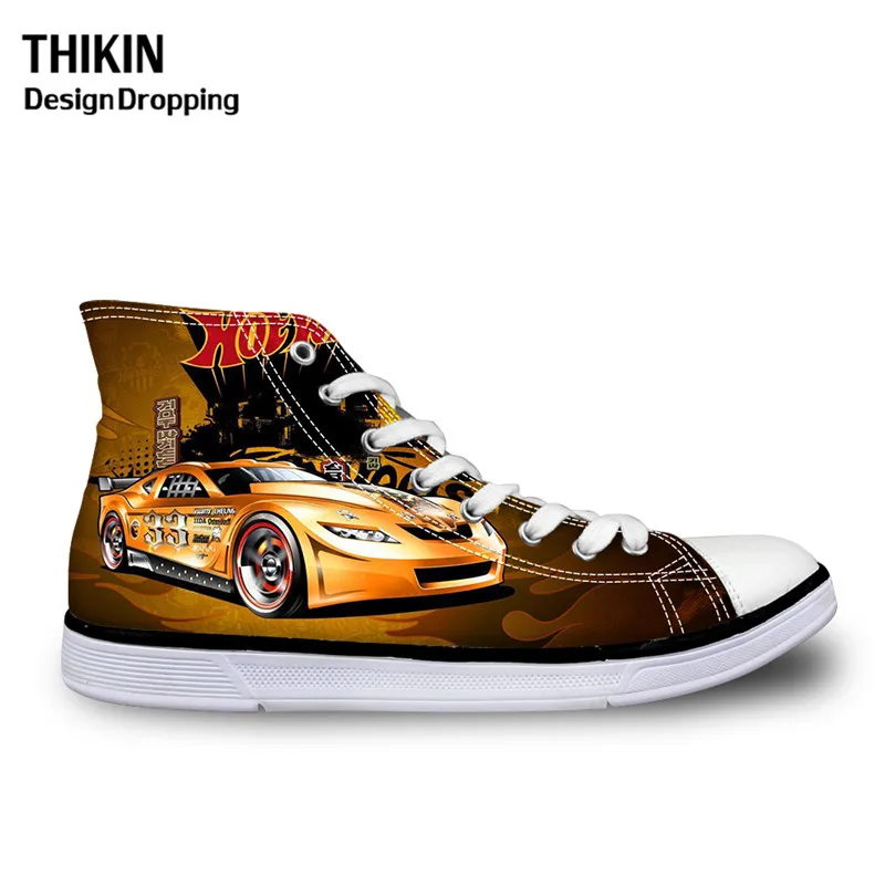THIKIN Cool Wheels Racing Car подростковые кроссовки на платформе Модные вулканизированные парусиновые туфли Летняя мужская спортивная обувь на заказ - Цвет: as picture
