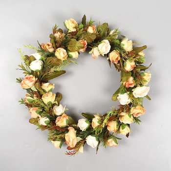

Simulation Rose Wreath Garland Simulation Plants Decorations Wall Hanging Halloween Thanksgiving Christmas Decoration Garland