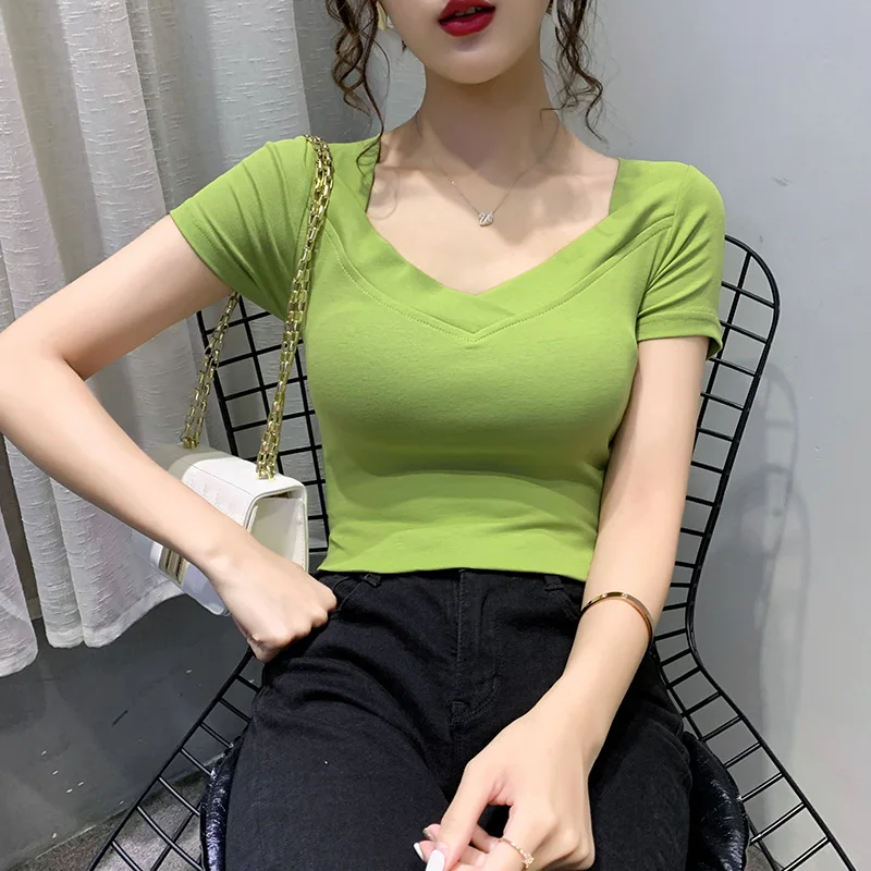 

2020 Summer Short Sleeve T Shirt Women Solid Lady Casual Tshirt Camiseta Mujer Cotton Tee T-shirt