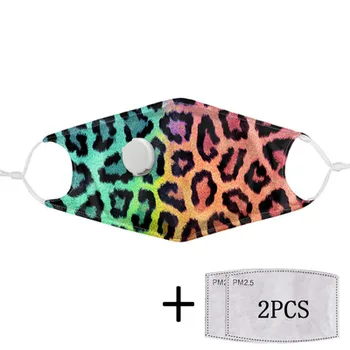

10 pcs Animal pattern leopard hanging ear type breathing valve mask facemask pm2.5 protective mask