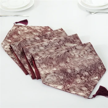 

Faux Suede Glossy Table Runner Modern Luxurious Wedding Table Decoration Runners Tassel Bed Runner Home Dining Room Cloth Decor