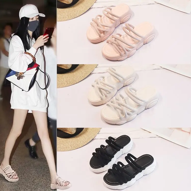 

2019 New Style Summer Double Purpose Sandals Women's Versatile Thick Bottomed Sports Network Red Fairy Style Fashion INS Trendy