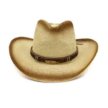 Западная ковбойская шляпа для женщин для мужчин с широкими полями Cowgirl Sunhat Sombrero соломенная солнцезащитная Кепка