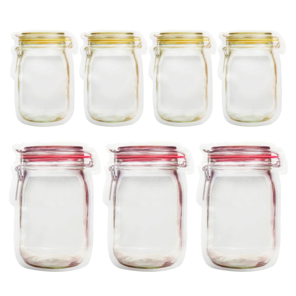 3PCS Snack Bottles Zipper Jar Bags Sub-package Reusable Silicone Seal Fresh Food Fruit Vacuum Sealer Nut Storage organizer | Дом и сад