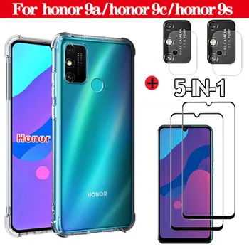 

5in1 Transparent Airbag cover for honor 9a 9c case protective glass honor9a cover honor 9s case silicone shockproof case honor9c