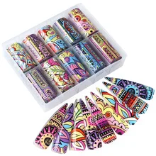 10 шт, наклейки для ногтей из фольги, наклейки для ногтей в стиле ретро, цветные цветы, звездное небо, Переводные бумажные наклейки из фольги, наклейки для ногтей, JIXKH40-55