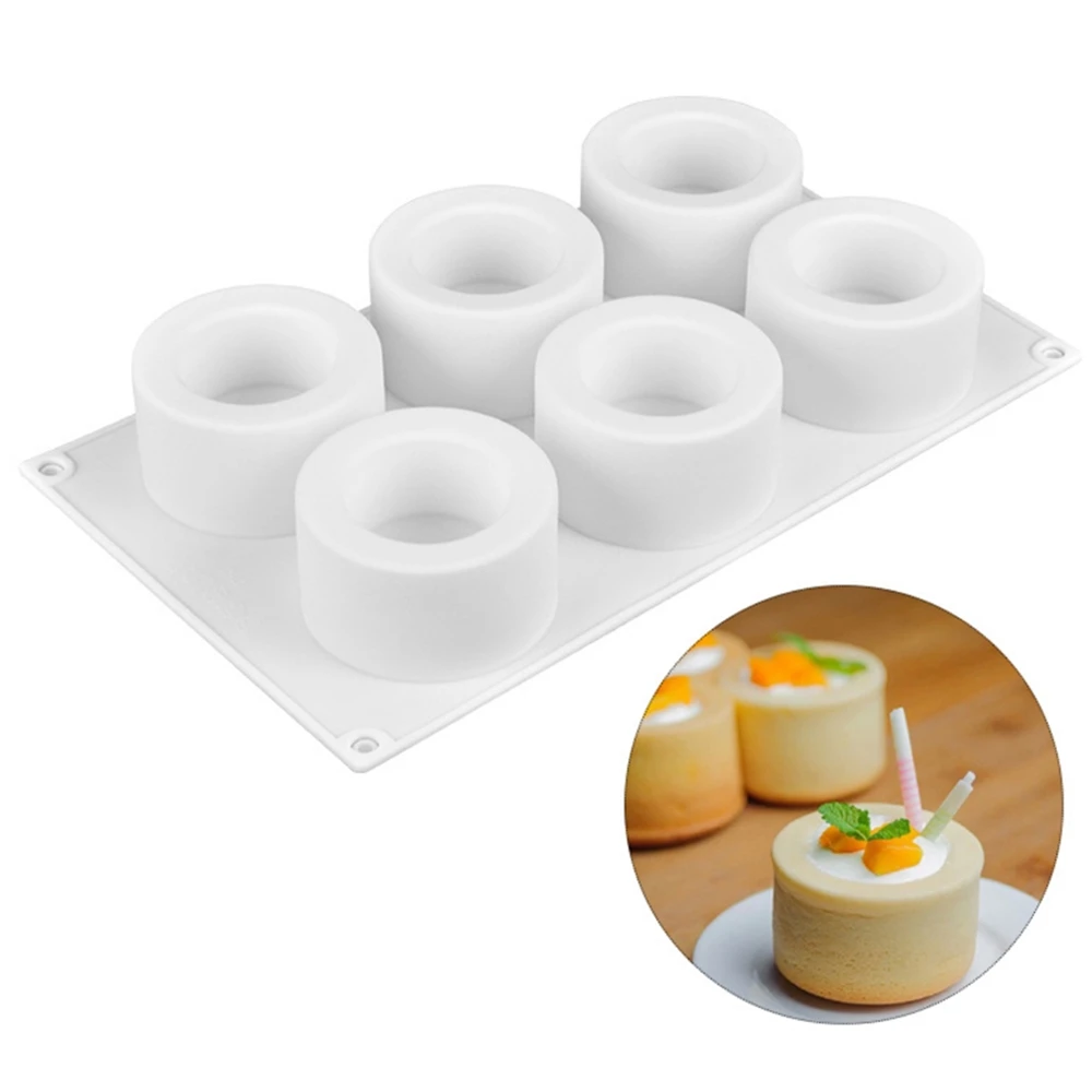 

6 Holes Pudding Mold 3D Silicone Molds for Art Cake Mousse Dessert Round Cupcake Mould DIY Homemade Baking Tools