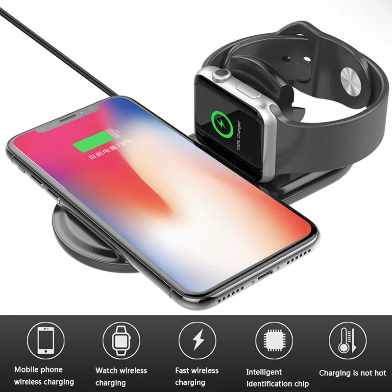 

2 in 1 20W Dual Seat Qi Wireless Charger for Samsung S20 S10 Double Fast Charging Pad for IPhone 12 11 Pro for iWatch 2 3