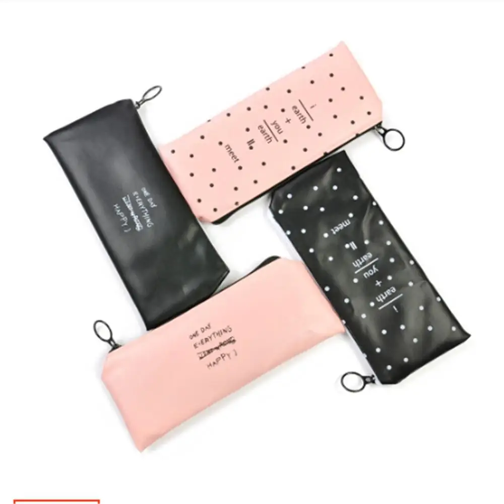 

Pencil case Simple Solid Color Personalized Leather Pencil Case Student Zipper Bag Pencil Bag Stationery