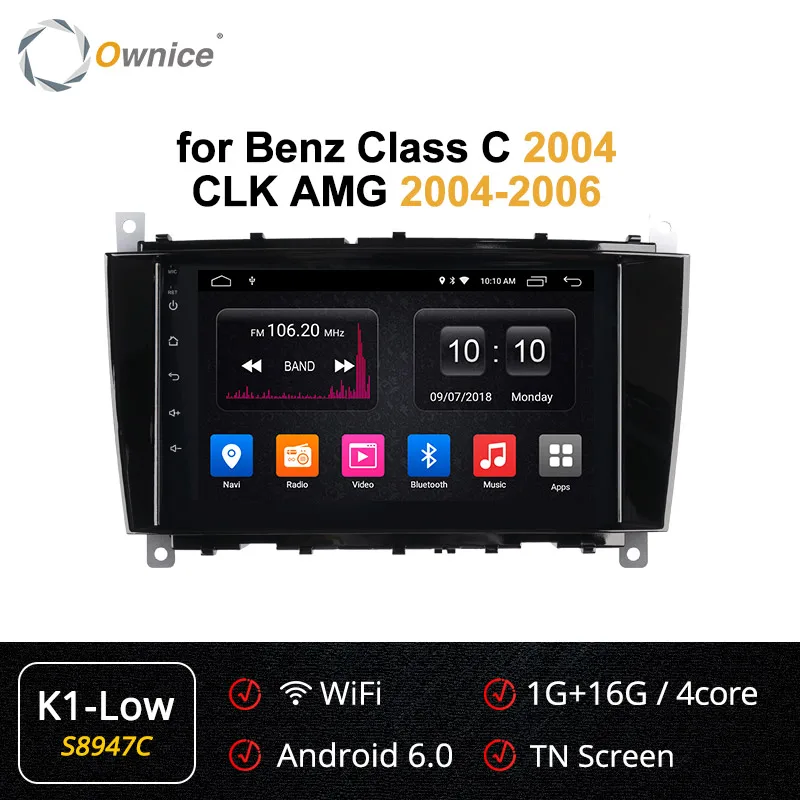 Ownice Android 9,0 4G 64G 2 DIN K3 K5 K6 автомобильный DVD gps для Mercedes/Benz C180 C200 C230 C240 CLK200 CLK22 DSP 4G LTE SPDIF радио - Цвет: S8947 K1 LOW
