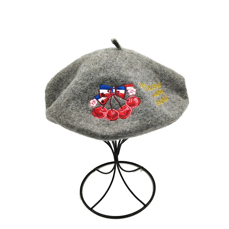 

Autumn and Winter New Fashion Retro Cherry Letter Embroidered Bud Cap Korean Chao British Beret Cap Artist Cap women hats