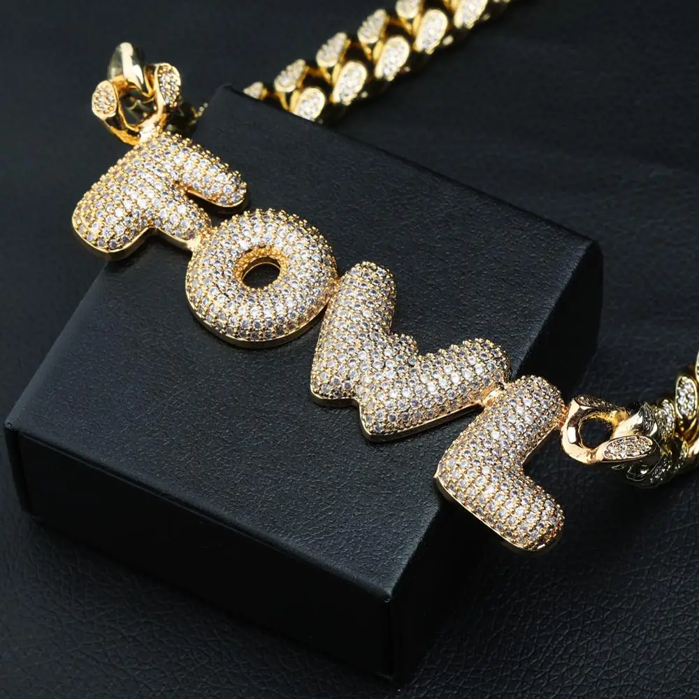 GUCY Custom Name Bubble кулон из букв& ожерелье Шарм мужские CZ хип хоп ювелирные изделия с золотым серебром теннисная цепочка для подарка