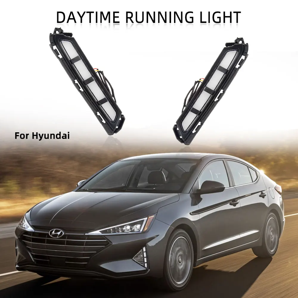 СВЕТОДИОДНЫЙ DRL головной светильник для Hyundai Elantra 2019 2020 Белый светодиодный туман с