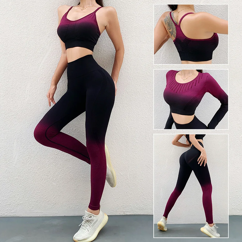 Ombre Seamless Yoga Set Fitness 