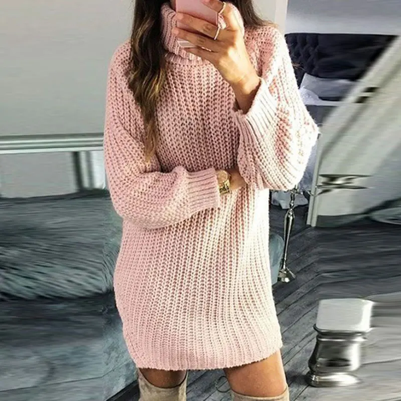 

Litthing Autumn Sweater Women Pullover Turtleneck Solid Color Sweater Slim Fashion Knitted Sweater Winter Women Long Sweaters