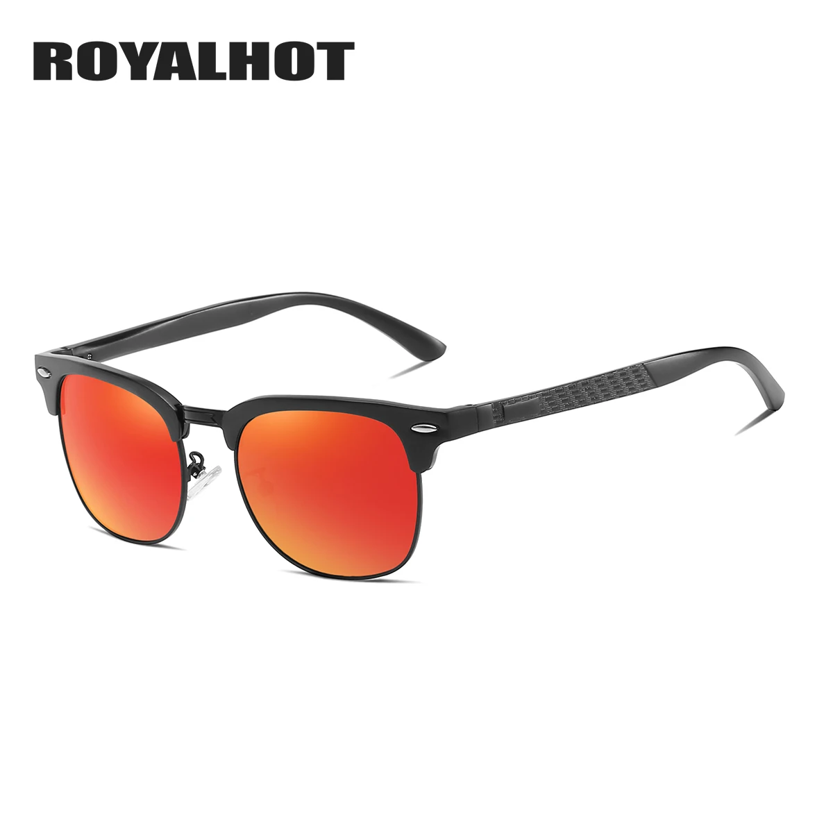 RoyalHot, поляризационные солнцезащитные очки для мужчин и женщин, алюминий, магний, полуоправа, очки для вождения, солнцезащитные очки, солнцезащитные очки, мужские, 90089 - Цвет линз: Black Red