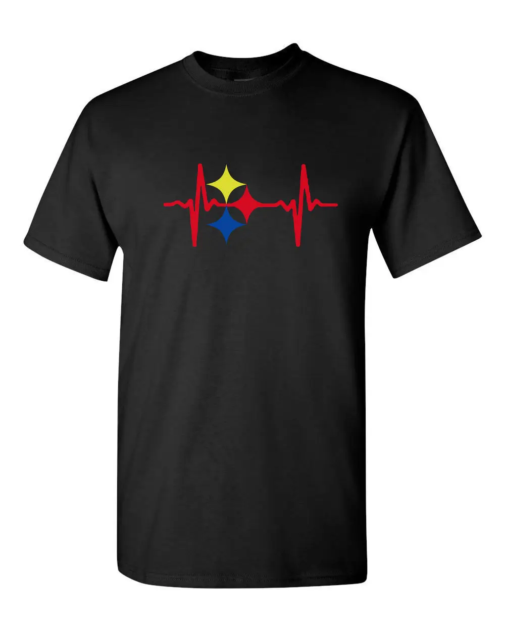 

Steelers Heart Beat Football Custom Mens T-Shirt Gildan Tee S-3XL New-Black Cheap wholesale tees hip hop funny tee 2019 hot tees