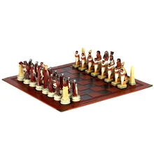 War History Figures Chess Set Painted Chess Pieces Various Styles of Table Games Luxury Egypt Vs Rome Collection Carrom Board