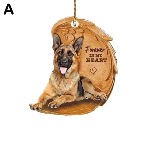 Funny Dog Sleeping Angel Acrylic Wing Dog Hanging Ornament Cartoon Car Pendant Bag Keychain for Rear View Mirror Decoration
