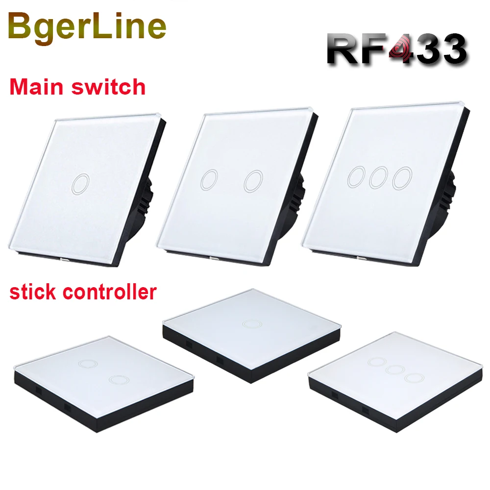 

Wireless Remote Wall Light Touch Switch Wireless RF433 sensor Stick Remote controller Touch Switch 1/2/3 Gang 433mhz EU standard