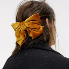 Dvacaman, новинка ZA, большие бархатные заколки для волос с бантом, атласная двухслойная шпилька с бантом-бабочкой, аксессуары для волос для девочек, женская шпилька-бант