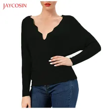 Joycosin, зимний женский модный свитер, Повседневный, v-образный вырез, в полоску, сплошной цвет, длинный рукав, Женский вязаный свитер, Теплые Топы