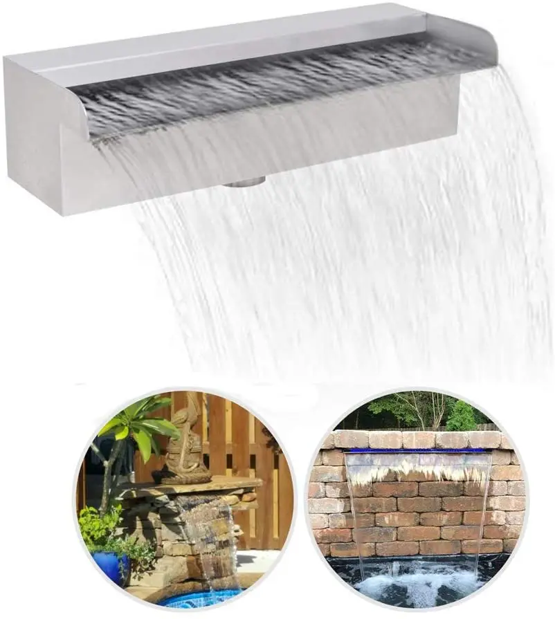 stainless steel swimming pool waterfall spillway with led strip for wall garden outdoor waterfall fountain