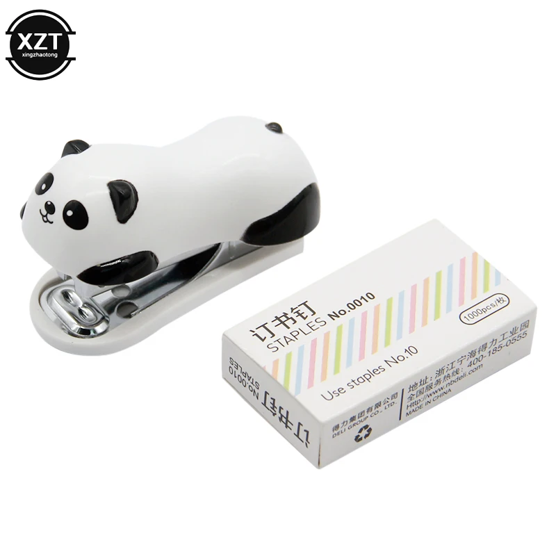 

New Mini Panda Stapler Set Cartoon Office School Supplies Staionery Paper Clip Binding Binder Book Sewer