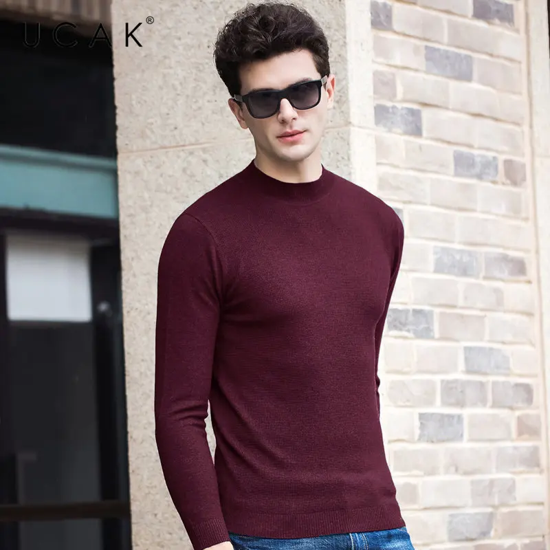 UCAK Brand 100% Merino Wool Sweater Men Autumn Winter Warm Turtleneck Pullover Men Multicolor Knitwear Cashmere Pull Homme U3061 UCAK Brand 100% Merino Wool Sweater Men Autumn Winter Warm Turtleneck Pullover Men Multicolor Knitwear Cashmere Pull Homme U3061